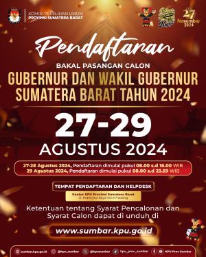 IKLAN PENGUMUMAN PENDAFTARAN CALON PILGUB SUMBAR TAHUN 2024