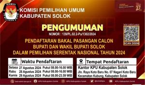 PENGUMUMAN PENDAFTARAN CALON BUPATI-WABUP SOLOK PILKADA SERENTAK 2024