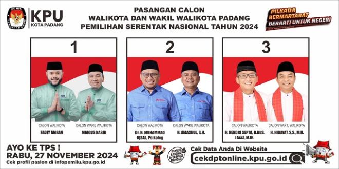 IKLAN CALON WALI KOTA DAN WAKIL WALI KOTA PADANG PEMILIHAN SERENTAK 2024