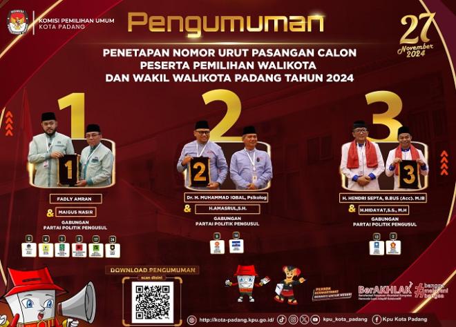 IKLAN NOMOR URUT CALON WALI KOTA DAN WAKIL WALI KOTA PADANG 2024