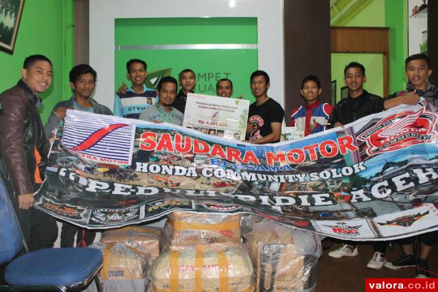 Donasi dari Komunitas Honda Solok Berangkat ke Aceh