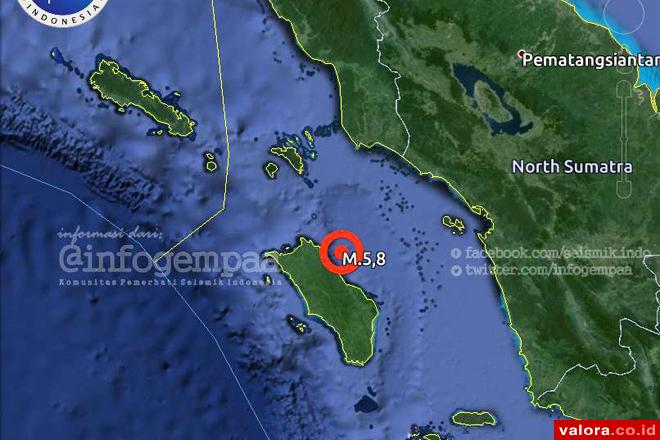 Gempa Nias 5,8 SR Dirasakan Sebagian Warga Padang