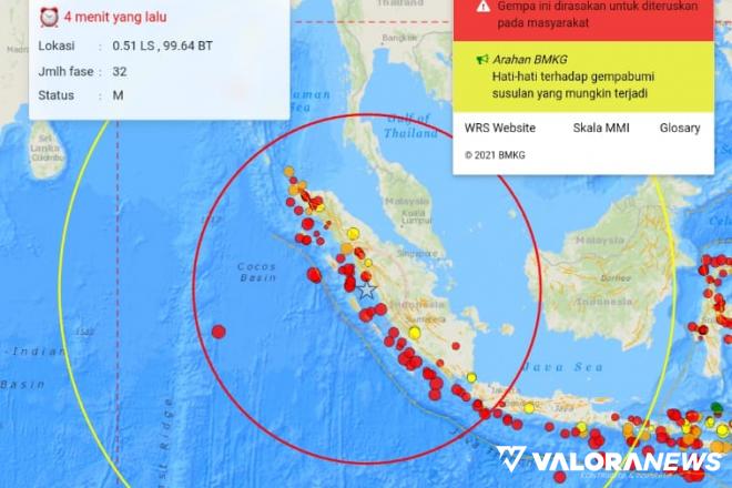 Gempa Bumi Tektonik 5,3 SR Berpusat di Barat Daya Lubukbasung