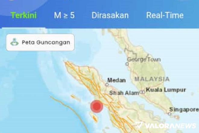 Gempa Magnitudo 6,2 Dirasakan Mengayun di Padang