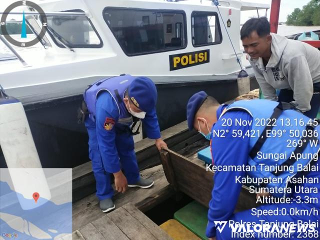 Satpol Airud Polres Tanjung Balai Buru 1 Unit Kapal Mencurigakan