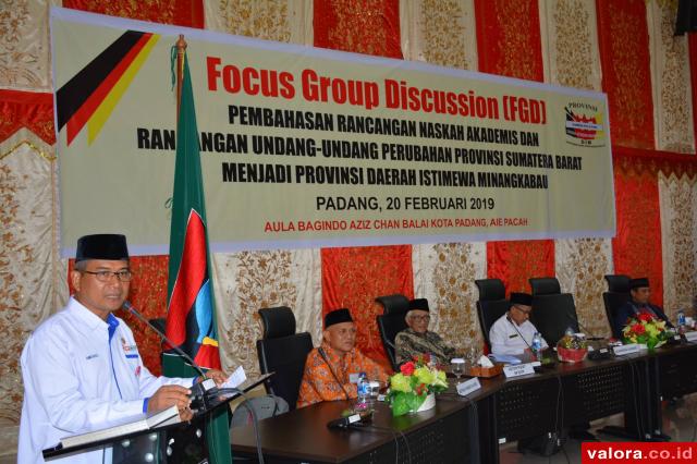 17 Alasan Perubahan Nama Provinsi Sumbar jadi DIM Dikupas dalam FGD