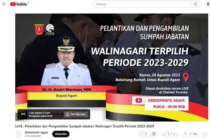 38 Wali Nagari Hasil e-Voting Dilantik Besok, Diskominfo Siarkan secara Live Streaming,...