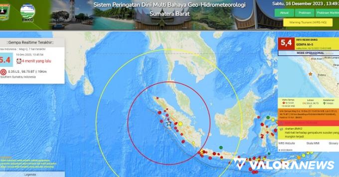 Gempabumi Tektonik 5,4 SR Guncang Nias Selatan, Tidak Berpotensi Tsunami