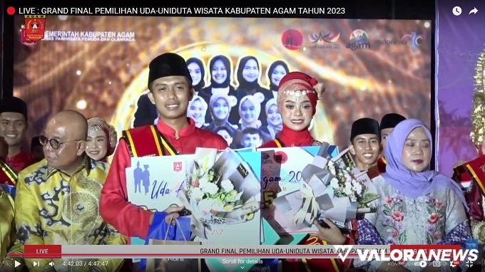 Maulana Ihsan dan Justine Nailah Dinobatkan jadi Uda Uni Duta Wisata Agam 2023
