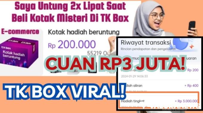 Viral! E-Commerce TK Box, Buka Kotak Misteri dapat Hadiah Rp3 Juta