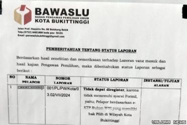 Keputusan Bawaslu Bukittinggi tentang laporan pencatutan...