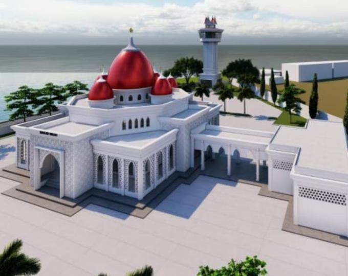 Maket Masjid Sirah yang akan dibangun di Nagari Tiku Selatan.