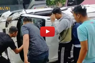 Mobil Pembawa Uang ATM Terbalik di Padang Pariaman